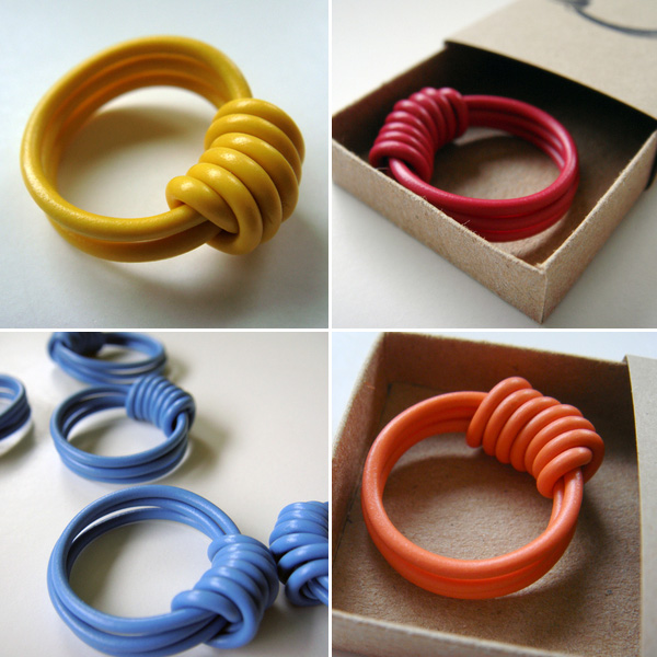 Electrical Wire Rings by Grain Design. Madonna gave us rubber bracelets, the kids these days are gaga for Silly Bandz, but we declare=