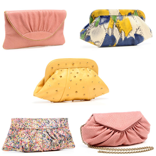 Summer clutches. Summer bags. Summer handbags. Summer purses. Lauren Merkin bags. Lauren Merkin clutches. Candy-colord clutches.