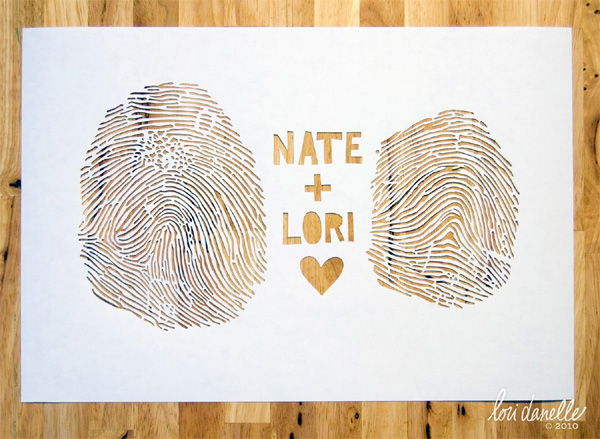 Lori Danells Custom Fingerprint Paper Cut Out Art; Fingerprint Art; Finger print cut outs; Unique Wedding Gift; Unique Anniversary Gift; Sweet and Unique Valentine's day Gifts