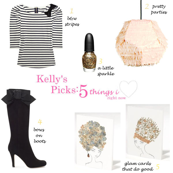 hope for women; hope for women cards; gold glitter nail polish; Five Things I Love; Style Expert Kelly Lee Shares 5 Things She Loves; black and white stripes; confetti system; kate spade kolleen boots; kate spade bow boots