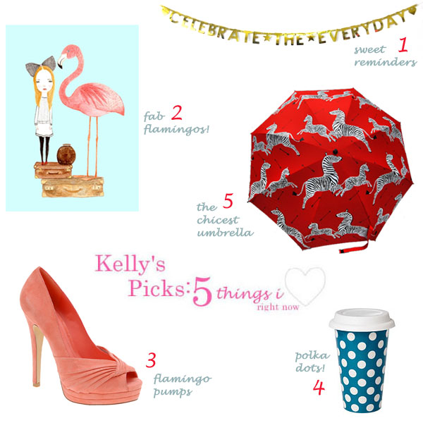 kellys_picks_flamingo; indie art; flamingo shoes; zebra umbrella; polka dot cup; celbrate the everyday banner