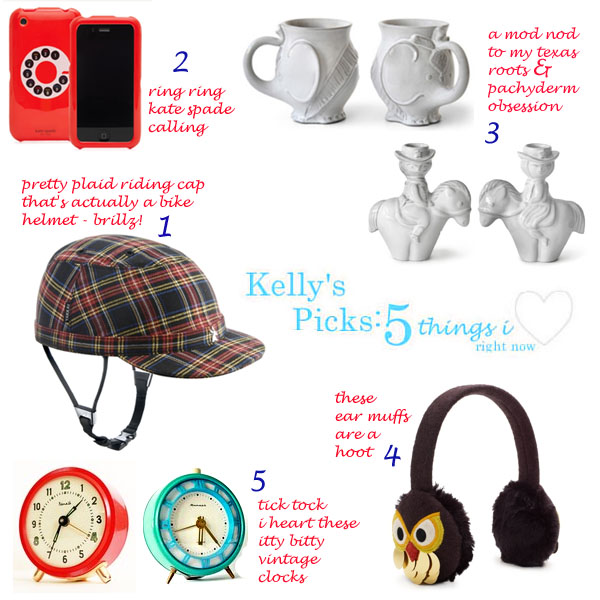 vintage clocks; retro clocks; jonathan adler mugs; kate spade iphone covers; cute bike helmets; cute earmuffs