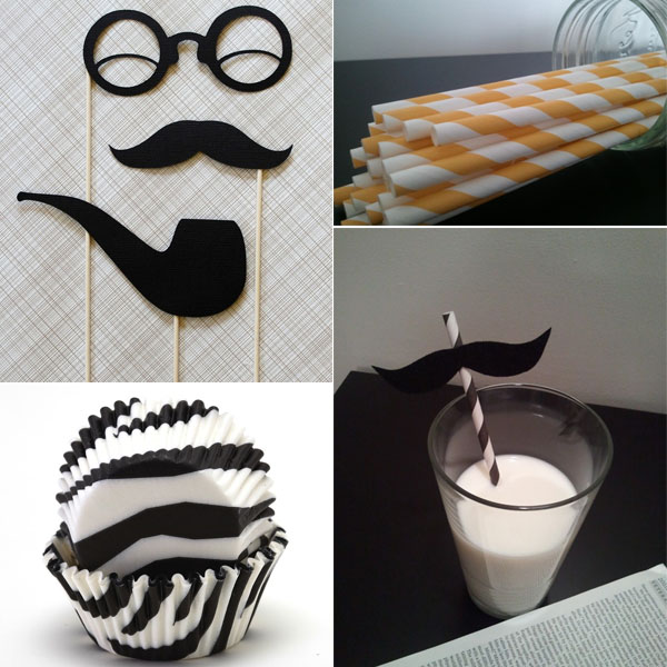 cute party decor; cute party decorations; vintage striped straws; diy photobooth props; cute cupcake liners