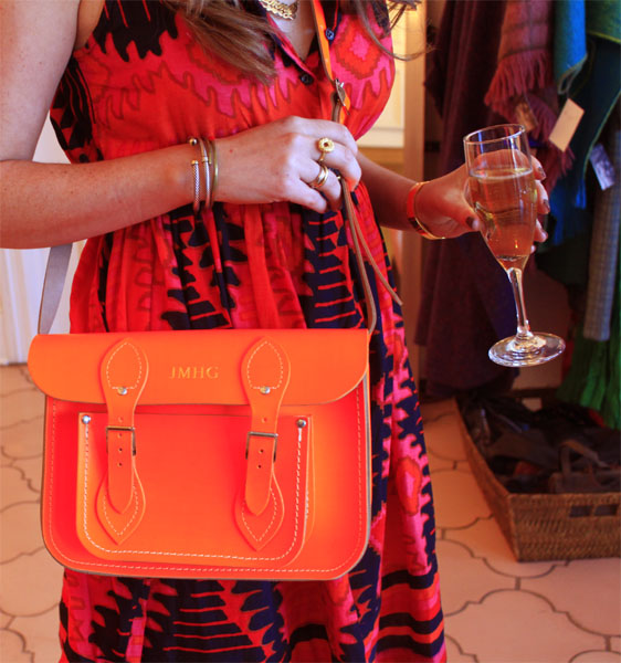 Fashion's Night Out LA Trina Turk; Cambridge Satchel Company bag