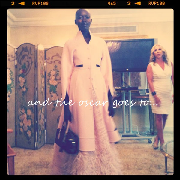 neiman marcus fall fashion; oscar de la renta pink feather ballgown