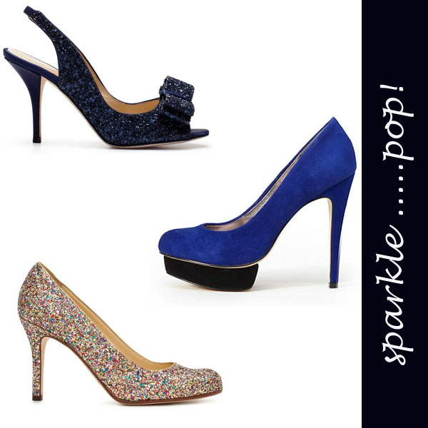 kate spade sparkly heels; sparkly shoes; glitter heels; glitter shoes; blue suede shoes