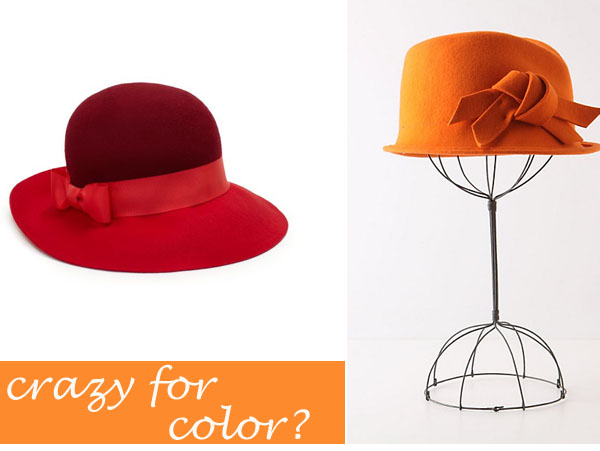 colorful fall hats; kate spade hats; cute orange hat; cute red hat; colorbocked hat; colorblock hat; crimson hat; red hats