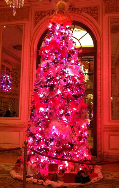 betsey johnson pink christmas tree at the plaza hotel