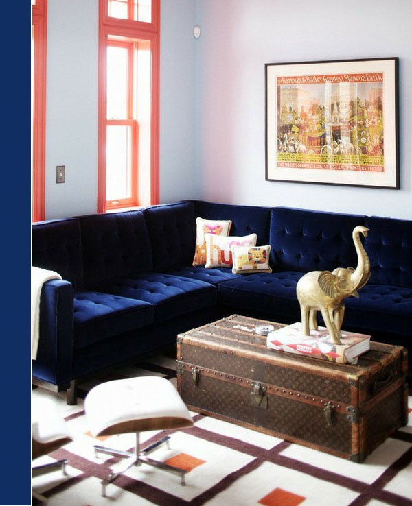 blue couches; blue velvet couches; blue sofas; blue velvet sofas; sofia coppola's blue sofa