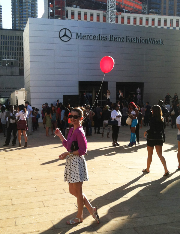 the girl with the red balloon nyfw; polka dots at new york fashion week ss2013