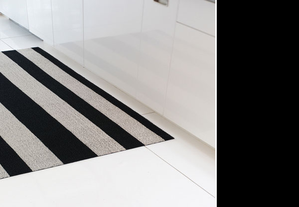 chilewich bath mats; striped bath mats; vinyl mats; stylish bath mats; indestructible bath mats; stain-resistant bath mats