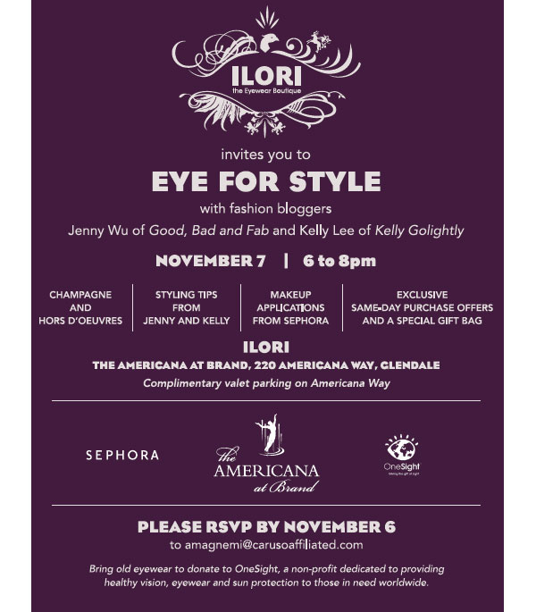 ilori-audrey-invite; ilori eyewear; ilori eye for style event american at the brand with fashion blogger kelly lee of kelly golightly