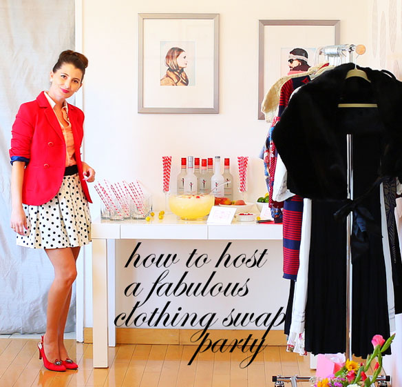 how to host a clothing swap; hostess kelly lee of kelly golightly; top fashion blogger kelly lee; lifestyle expert; entertaining expert; skinnygirl cocktails recipe