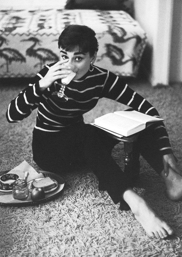audrey Hepburn drinking