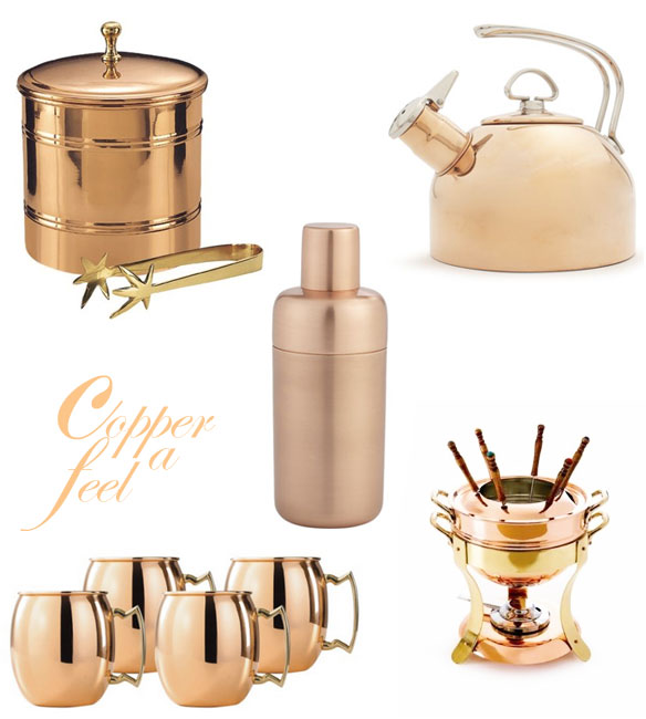 copper cocktail shaker; copper shaker; copper ice bucket; copper fondue pot; copper kettle; gold kettle; gold shaker; gold cocktail shaker; gold martini shaker
