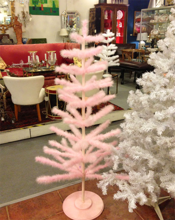 where to find a pink christmas tree; feather pink christmas tree; vintage pink christmas tree; blueprint magazine pink christmas tree