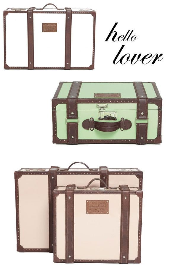 the little market; lauren conrad the little market; vintage luggage; stylish luggage; cute luggage; white luggage; train luggage; old school luggage; fashionable luggage; stylish luggage
