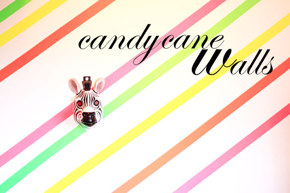 candy cane walls diy; how to stripe your walls; tape your walls diy; diy christmas ideas