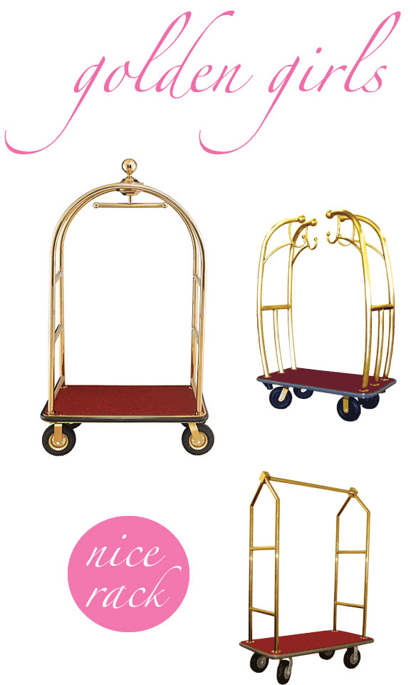 gold luggage carts; gold hotel luggage carts; gold hotel luggage racks; hotel bellhop luggage carts