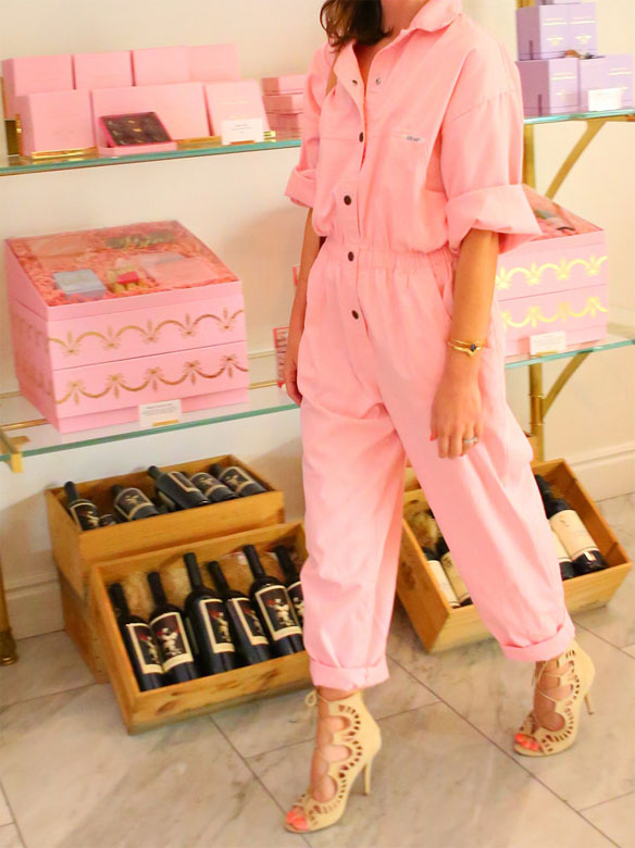 vintage pink jumpsuit bottege louie