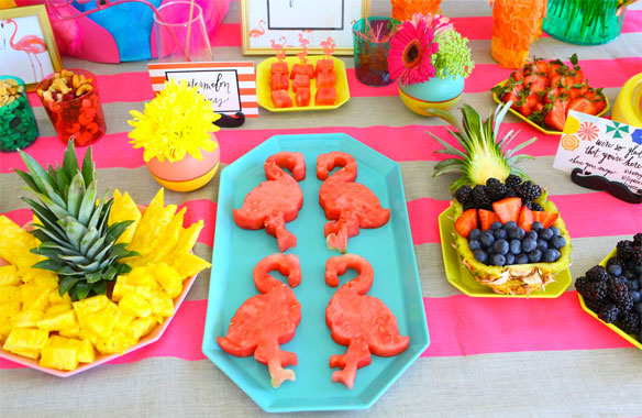 flamingo fruit platter