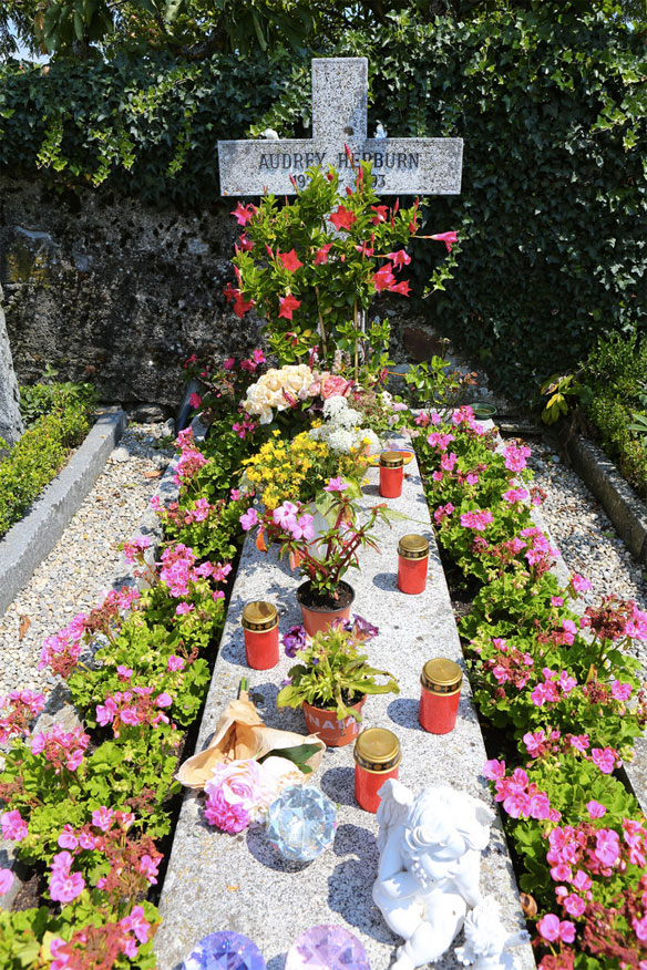 audrey hepburn's grave at tolochenaz cemetery