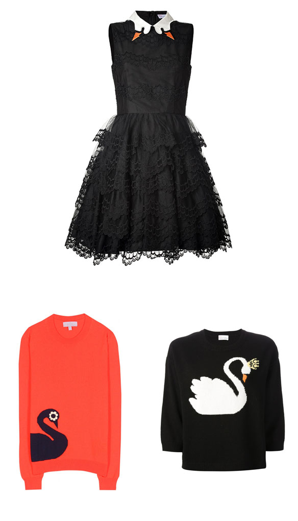 swan sweater; swan pool float; swan float; swan clothing; swans are the new black; swans are the new flamingos; swan ring; swan tops; swan floats; swan trend; valentino swan dress; valentino swan sweater