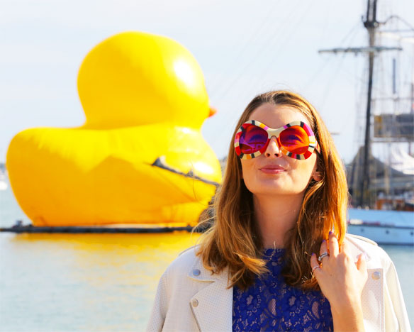 giant rubber duck los angeles statement sunglasses striped sunglasses colorful sunglasses colored sunglasses