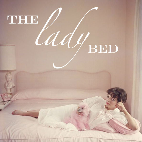 pink beds; pink upholstered beds; upholstered pink beds; the lady bed; slim aarons pink bed joan collins; one kings lane beds; pink headboards