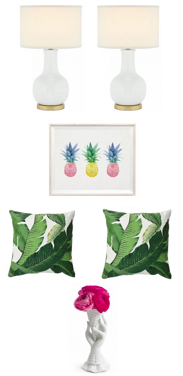 lulu and georgia cute home decor sites online furniture stores best places to find hostess gifts cute affordable lamps best interior design sites best home decor sites; pineapple art prints; palm leaf pillows; banana leaf pillows;