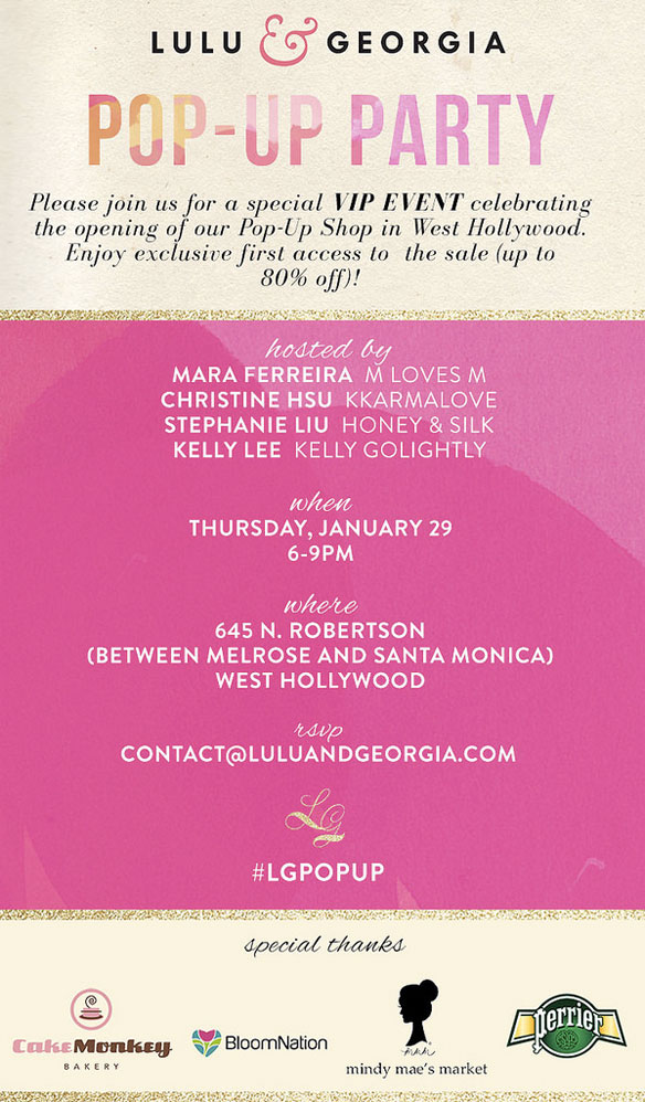 lulu & georgia pop-up shop party hosted by kelly golightly