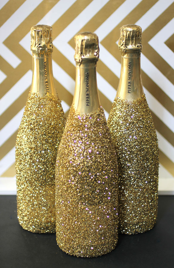 DIY Glitter Champagne Bottles | Kelly Golightly