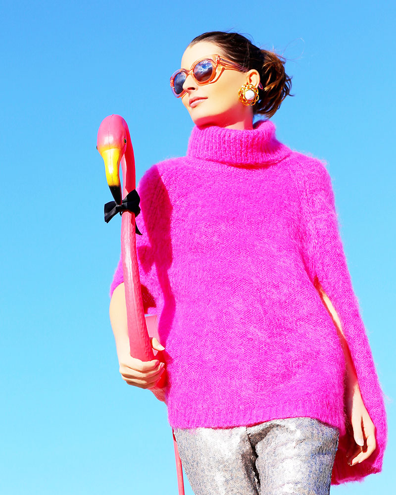 Rose-colored glasses. @katespadeny #katespade #sunglasses #cape #flamingo