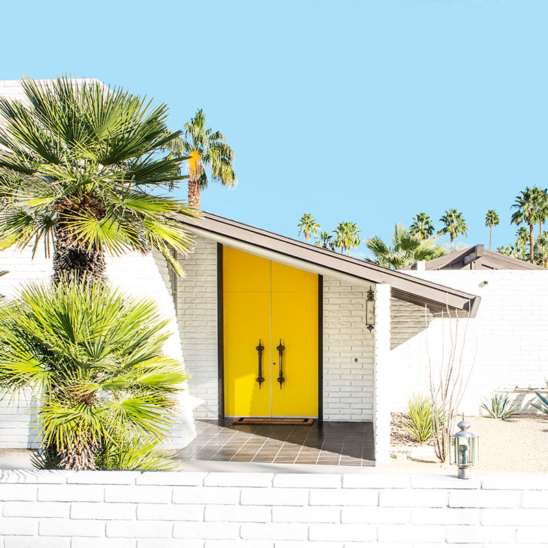 Yellow Doors Palm Springs #KellyGolightly #palmsprings #yellowdoors #archdigest #architecturaldigest #palmspringsguide #fredmoser #palmspringsart