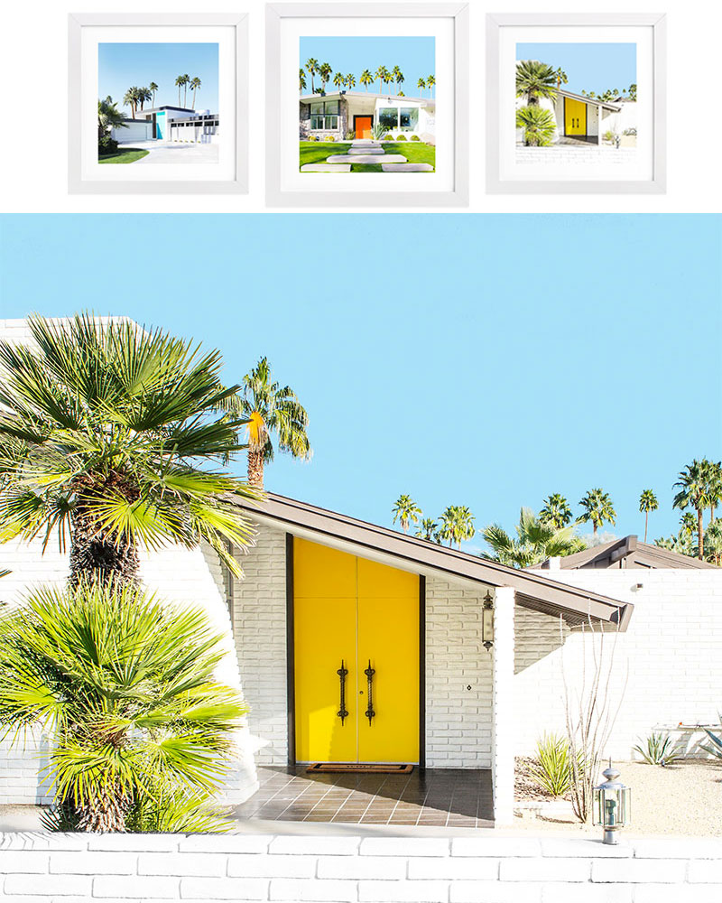 WIN all three prints of The Real Houses of Palm Springs! #palmspringsdoors #yellowdoors #kellygolightly #architecturaldigest #archdigest