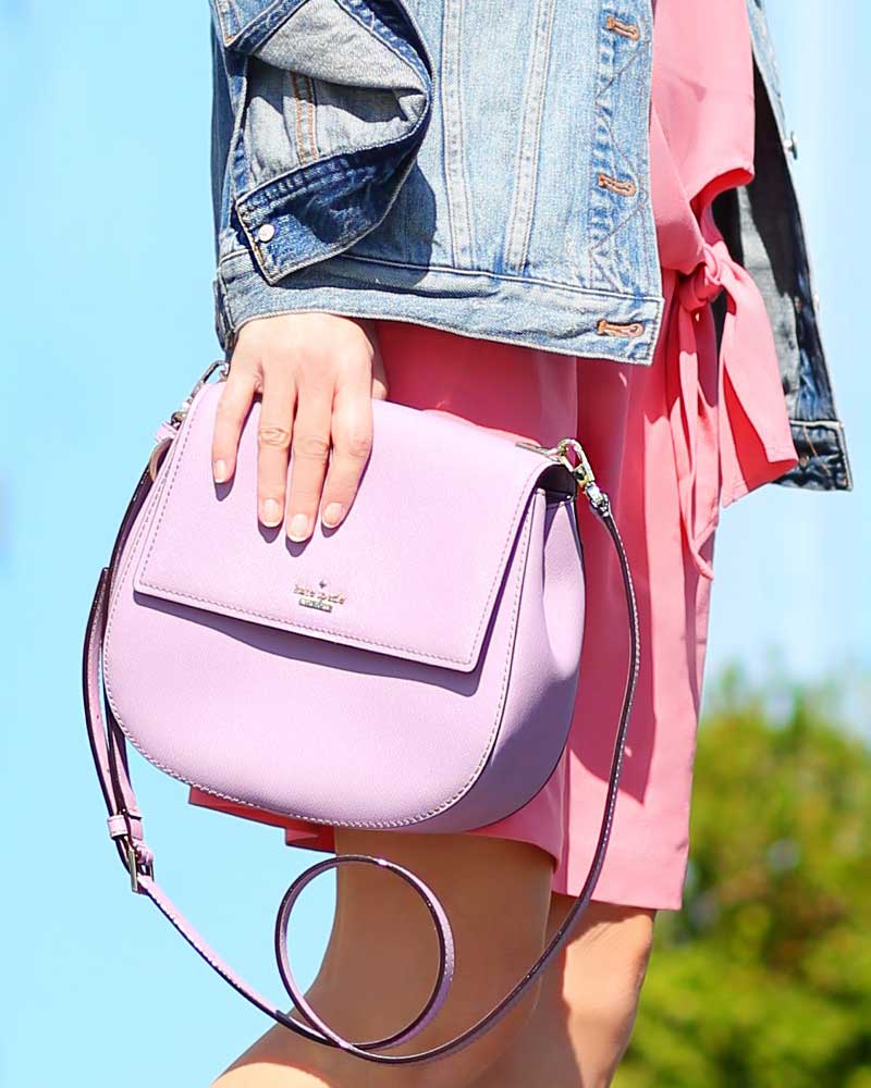 How To Wear Pastels for Fall: Fashion blogger Kelly Golightly picks her favorite pastel pieces for fall and shows how to wear them. #kellygolightly #pastels #pinkdresses #pinkdress #lavenderbag #katespade #cupcakesandcashmere #nordstrom