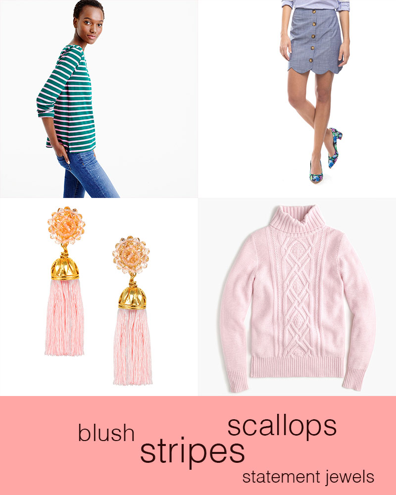 Top Fall Trends I'm Loving: Blush, statement jewels, stripes, scallops.... #kellygolightly #falltrends #fallfashion
