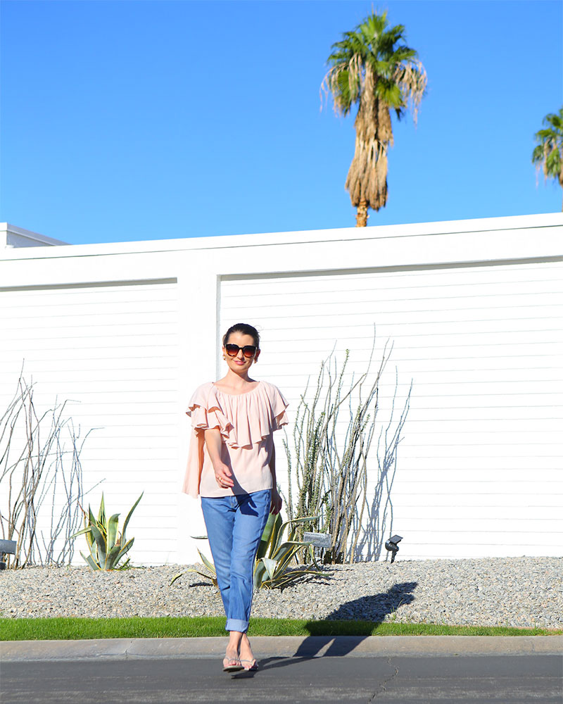 California Style: Breezy top by MLM Label + denim on fashion blogger Kelly Golightly in Palm Springs. 