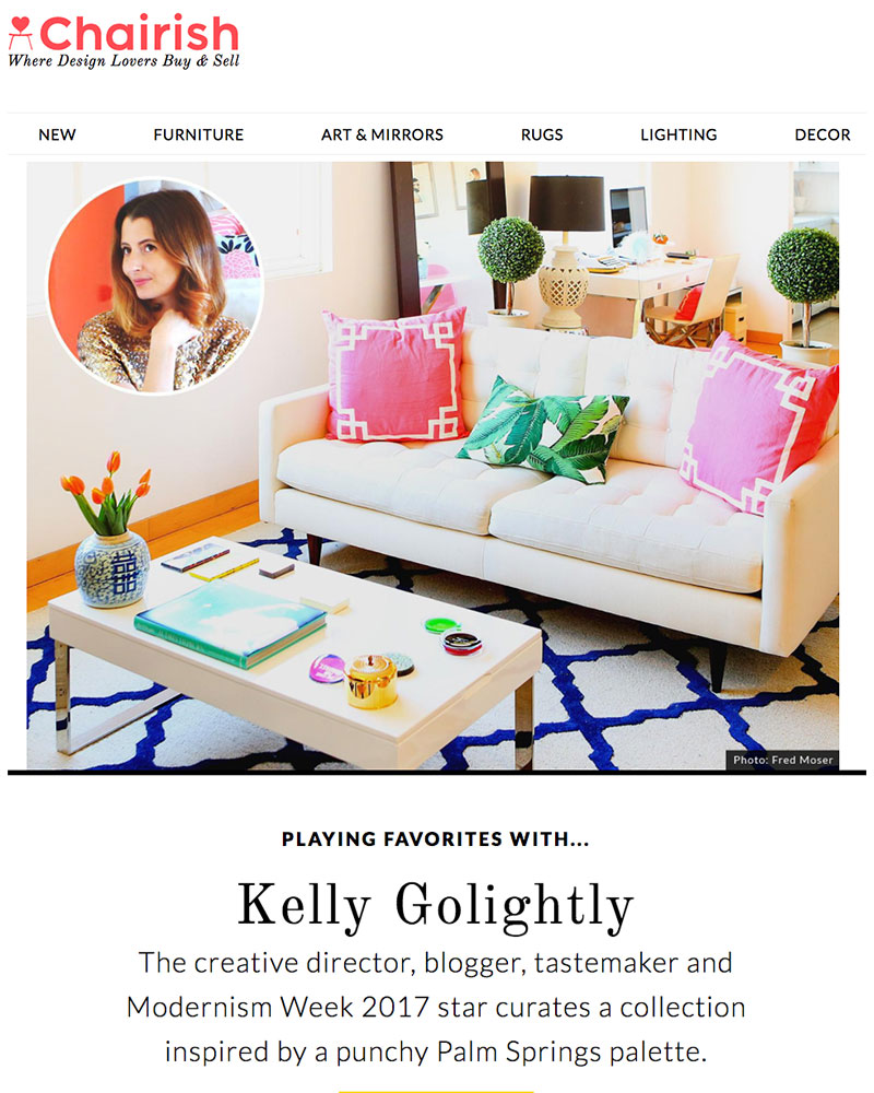 Kelly Golightly shares her Palm Springs-inspired decor picks on Chairish!