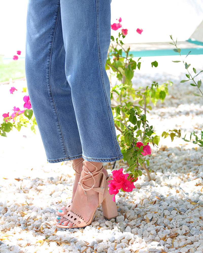 Love these lace-up suede heels for spring. #kellygolightly #loveloft