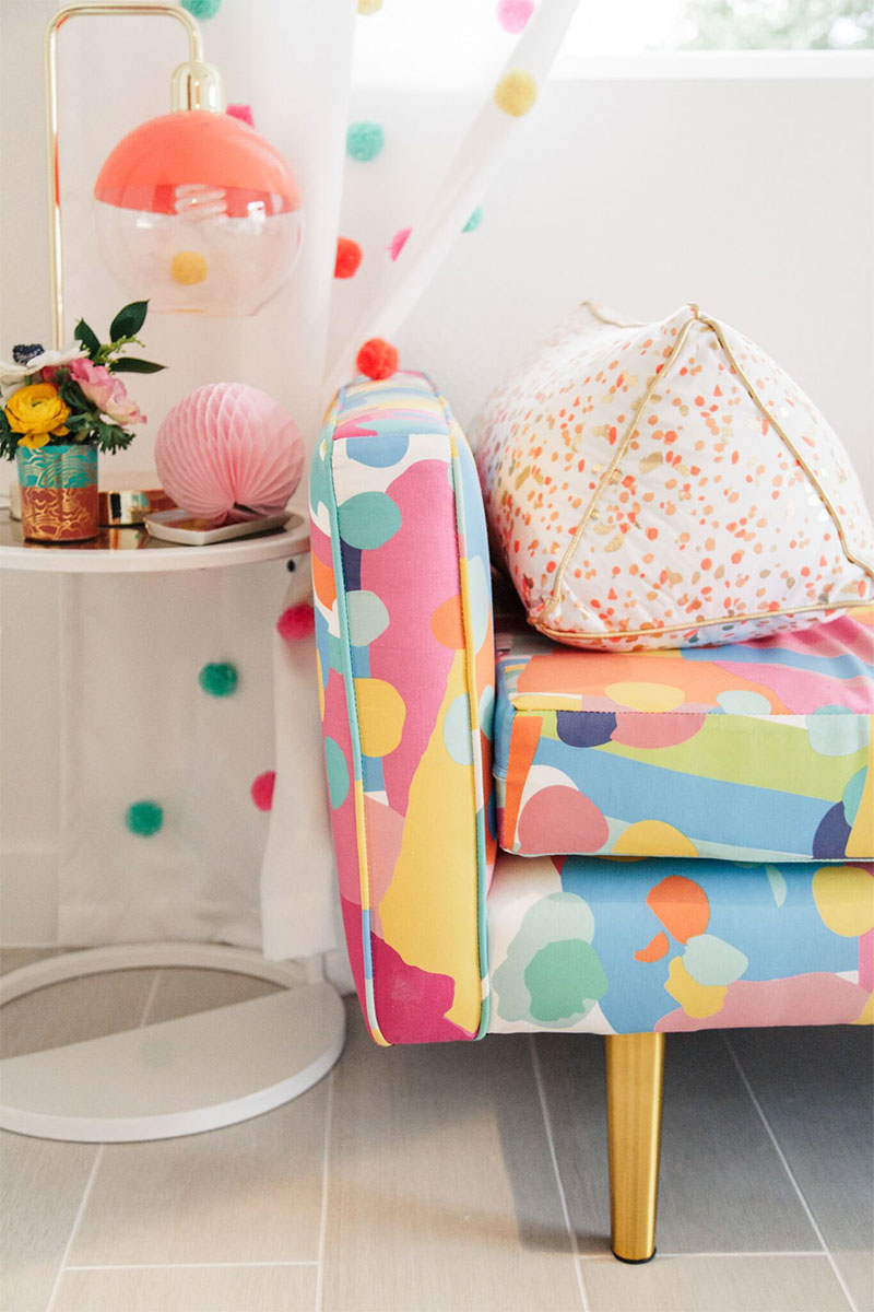 Colorful Decor: Oh Joy! for Target lamp + decor in Kelly's Golightly's guest bedroom. #ohjoy #targetstyle #villagolightly #interiordesign #ohjoyfurniture