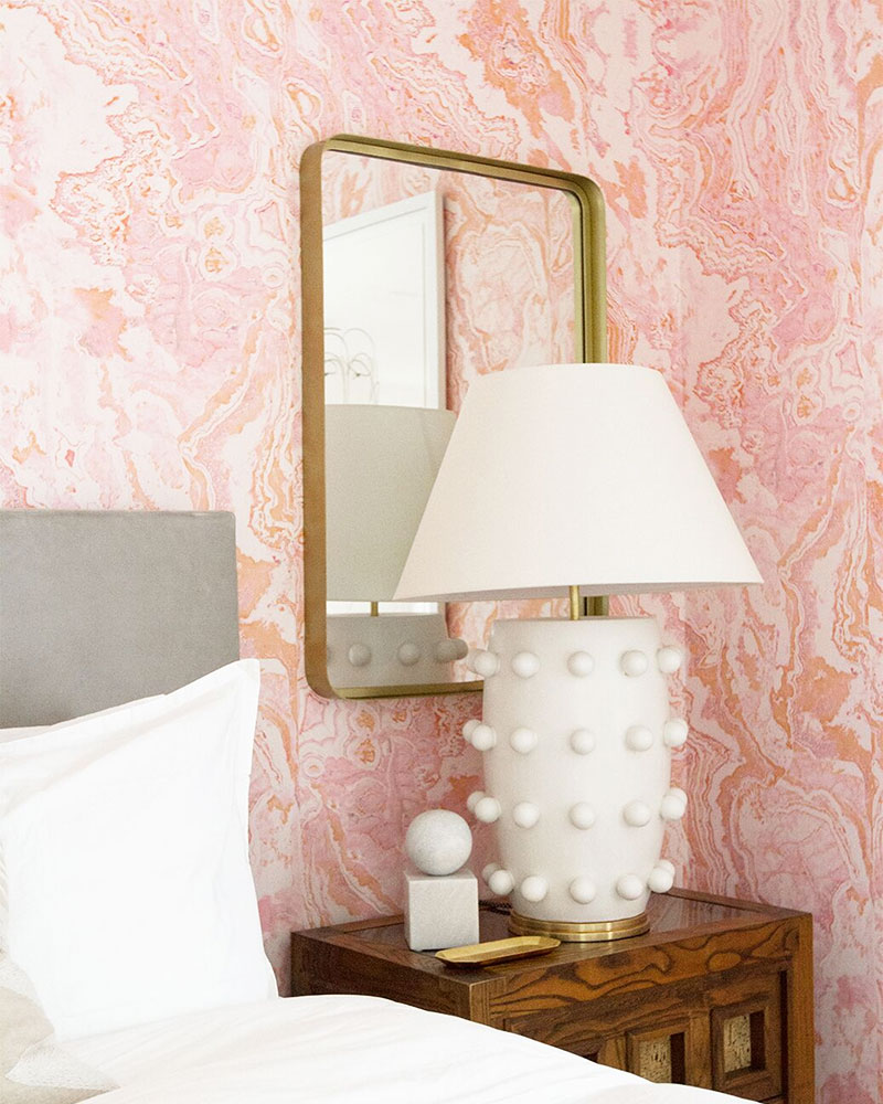 Sarah Sherman Samuel Guest Suite featuring Kelly Wearstler lamps at Kelly Golightly's Palm Springs home.