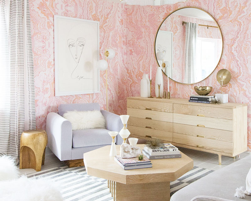 Millennial Pink Bedroom: Designer Sarah Sherman Samuel goes bold with pink in the Guest Suite she designed for Kelly Golightly's Palm Springs home/The Modernism Week Show House.
