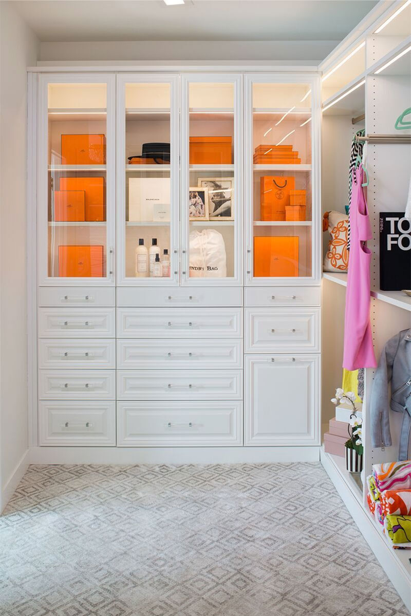 LOVE these orange Hermes boxes in fashion blogger Kelly Golightly's dream closet!