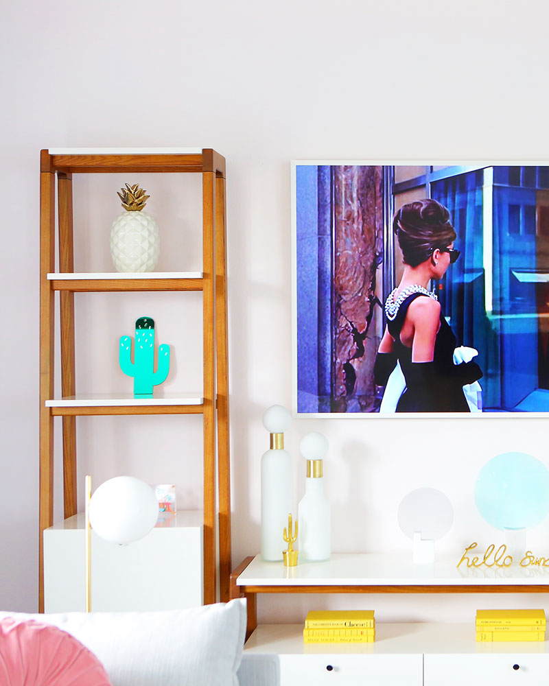 How To Decorate Around a TV? Hint: Use the most gorgeous TV that looks like art! See more on the blog. #kellygolightly