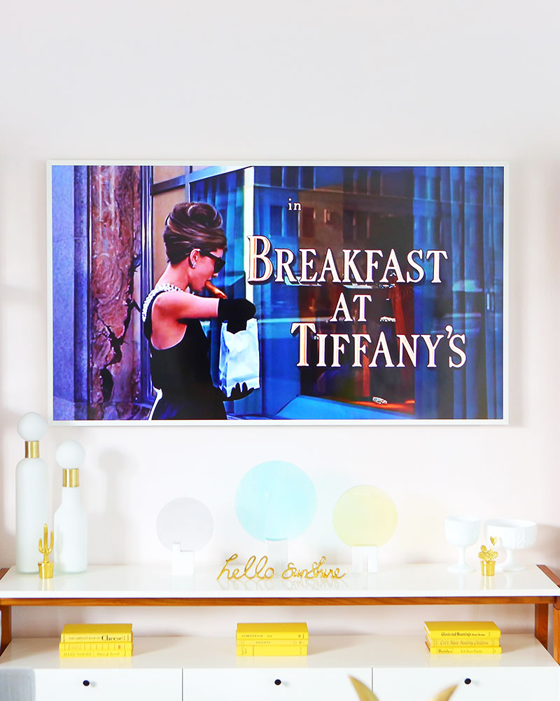 How To Decorate Around a TV? Hint: Use the most gorgeous TV that looks like art! See more on the blog. #kellygolightly
