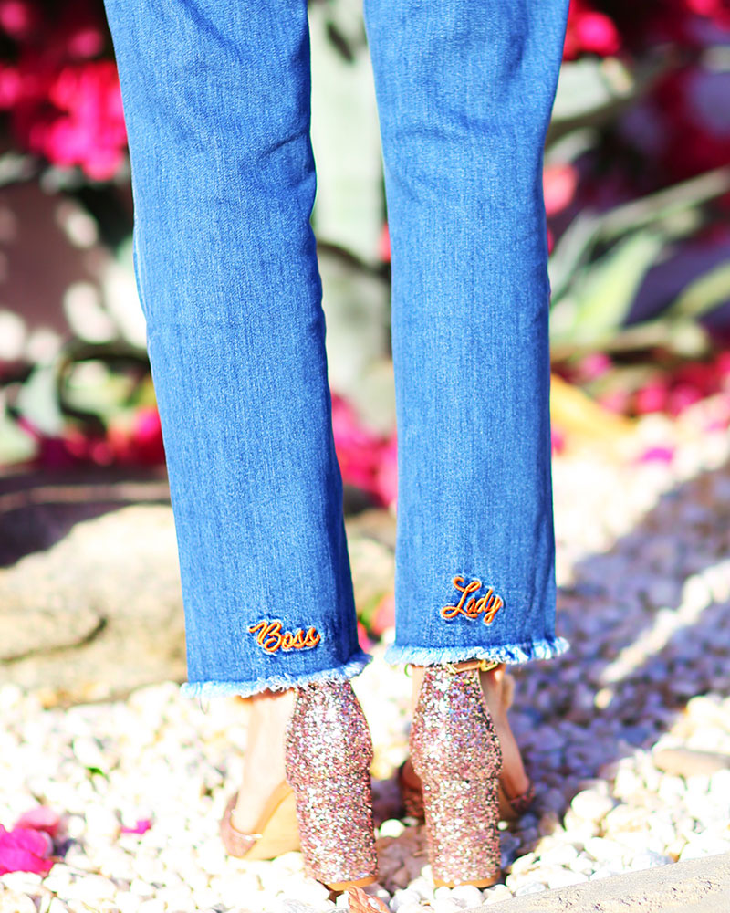 Boss Lady embroidered jeans. #kellygolightly
