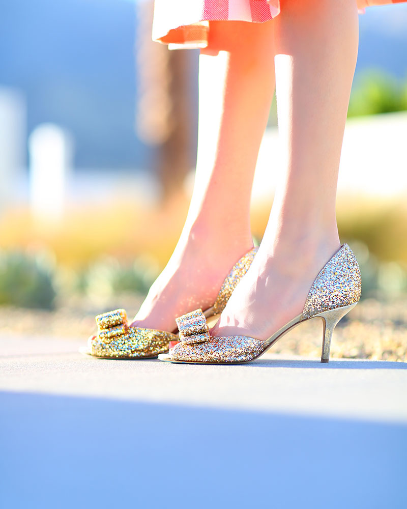 Love these sparkly shoes on fashion blogger Kelly Golightly in Palm Springs!