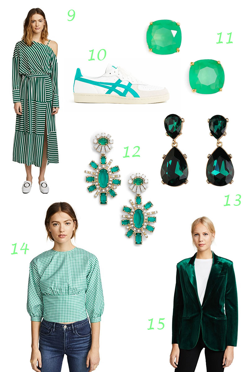 Angelina Jolie green earrings + more stylish, chic green fashion finds.