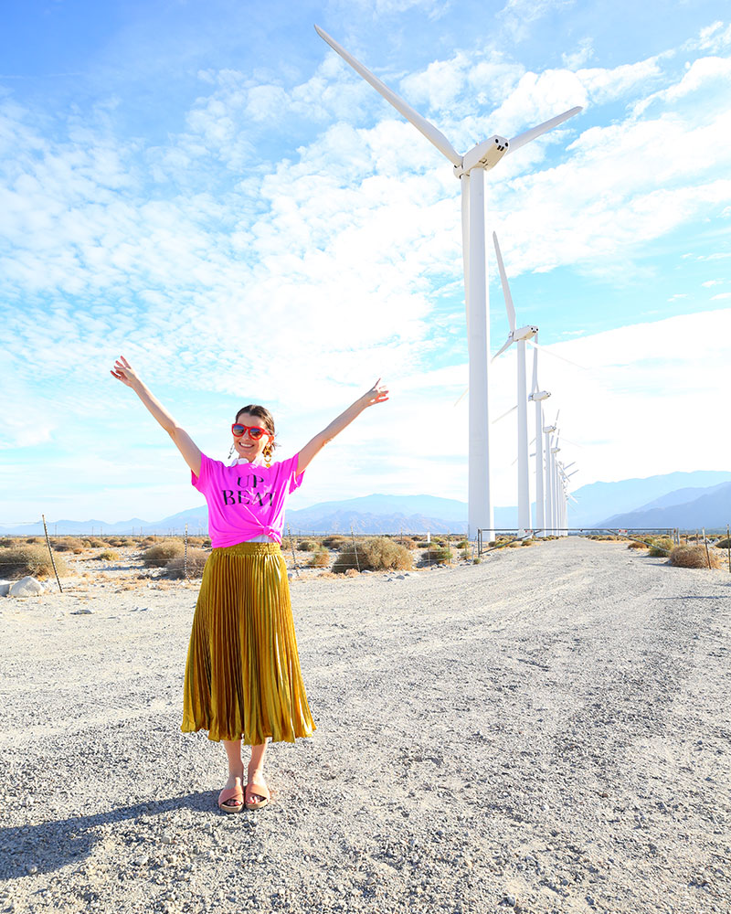 How To Style a Tshirt: Top fashion blogger Kelly Golightly shows you how to style a tshirt in Palm Springs, CA. #kellygolightly #palmsprings #windmills #jcrew #jcrewalways